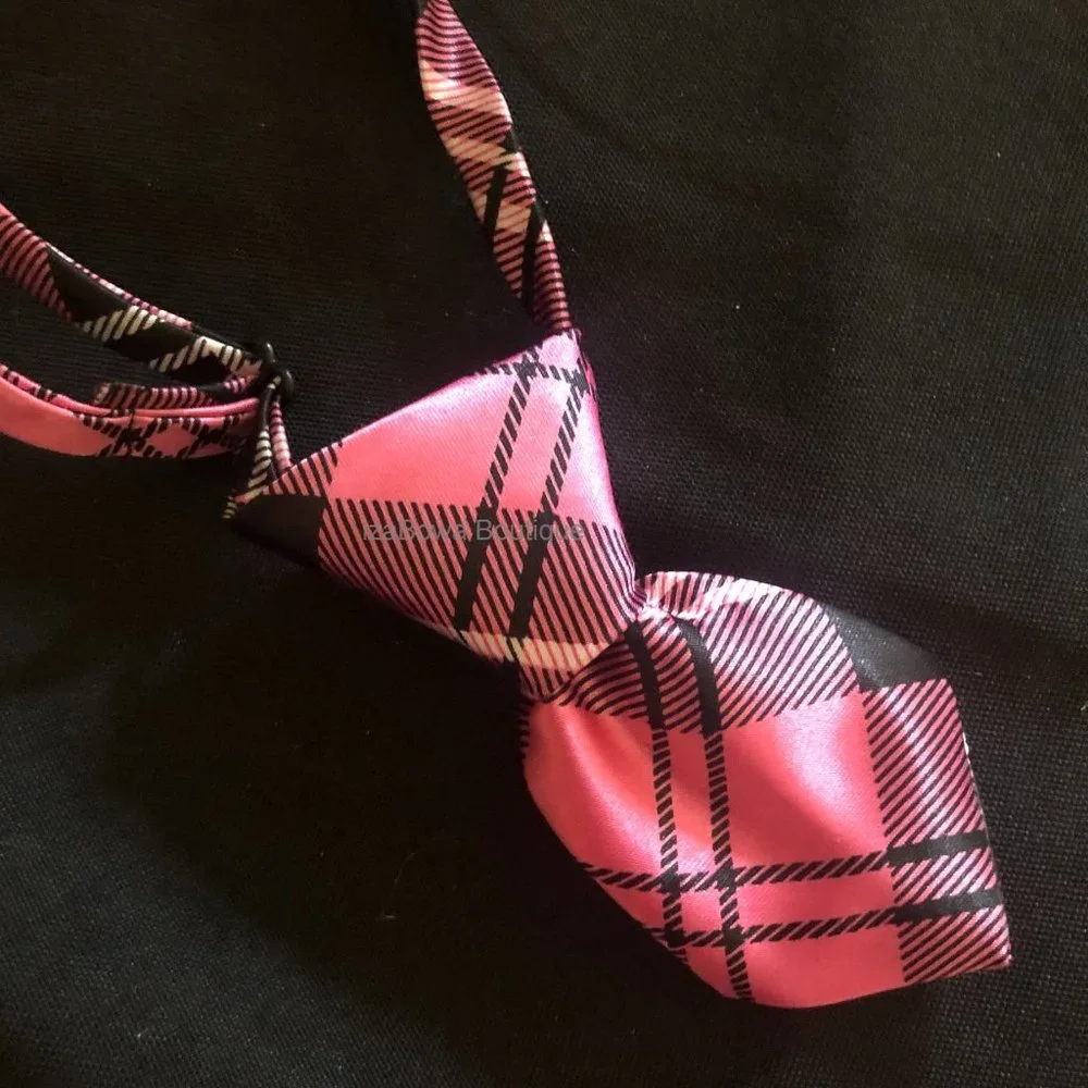 Pink Plaid Mini Tie - Plaid Prints - Picture 1 of 1